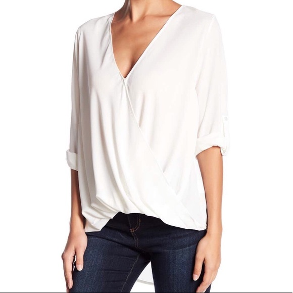 Lush Tops - NWOT. Lush white surplice blouse.